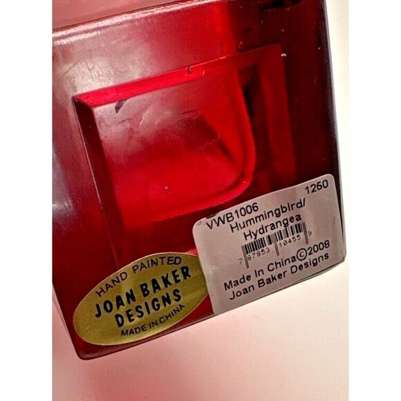 Joan Baker Designs Hand Painted Hummingbird Hydrangea Vase Used - Picture 8 of 12